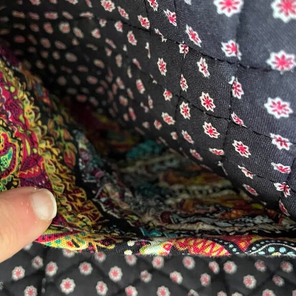 Quilted Cotton Paisley, Hearts, Tote, Purse, Bag Ruffle Pockets Red, Blue, Brown - Picture 7 of 16